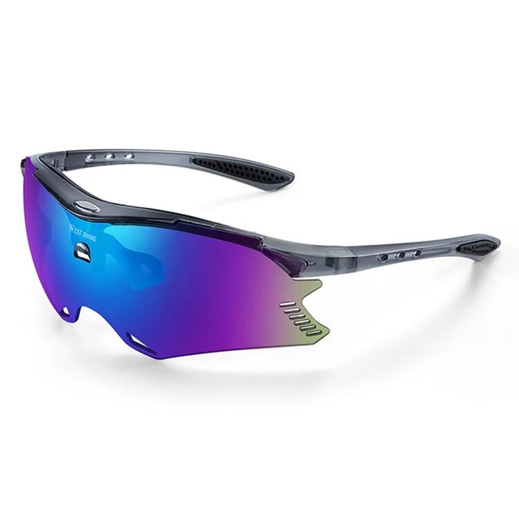 WEST BIKING UV400 Sunglasses Anti-UV Windproof Gray / Blue Lenses