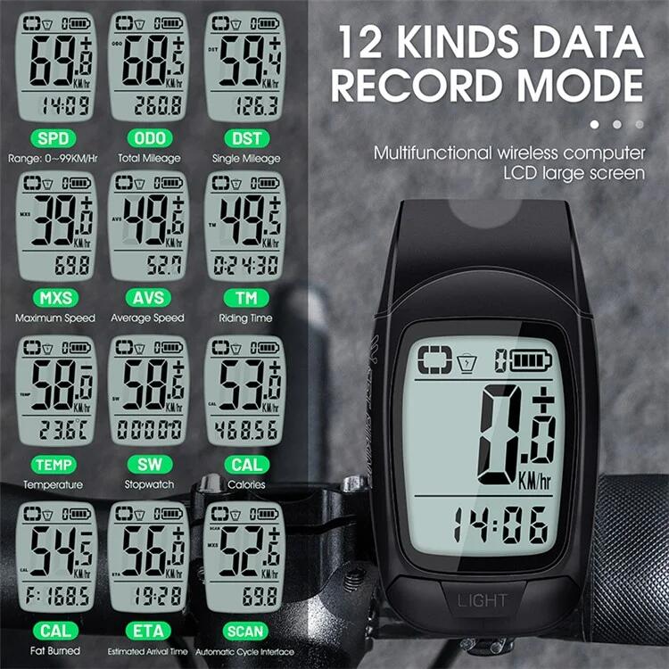 Ordinateur de Vélo 3en1 Phare Klaxon Compteur