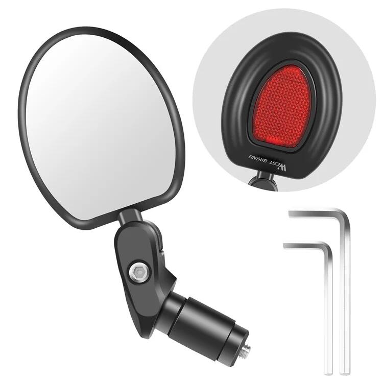 Espelho retrovisor de bicicleta ajustável 360° grande angular guidão oval
