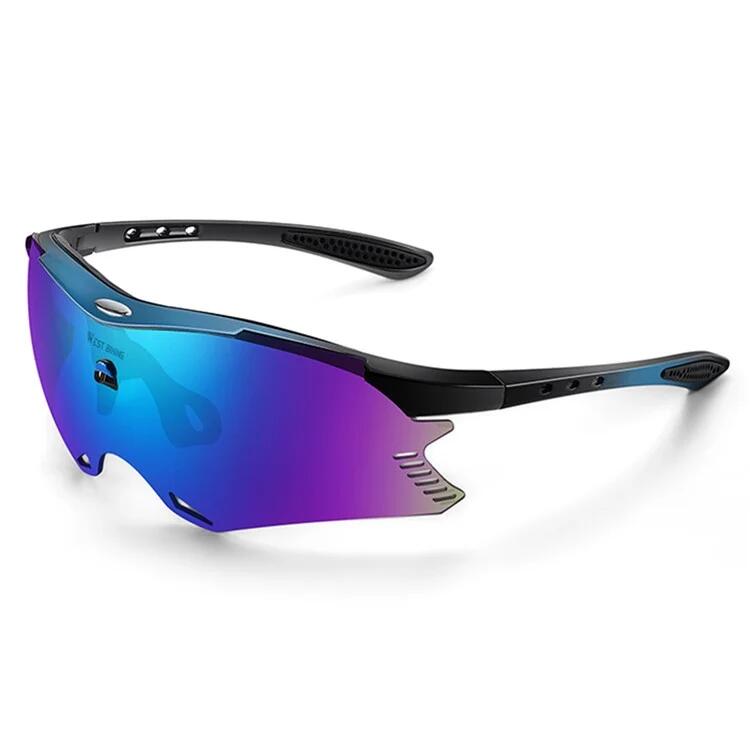 West Biking - Lunettes De Soleil Uv400 Antiuv Coupevent Bleue / Verres Bleus - Lunettes De Soleil - Bleu - No Size - Decathlon