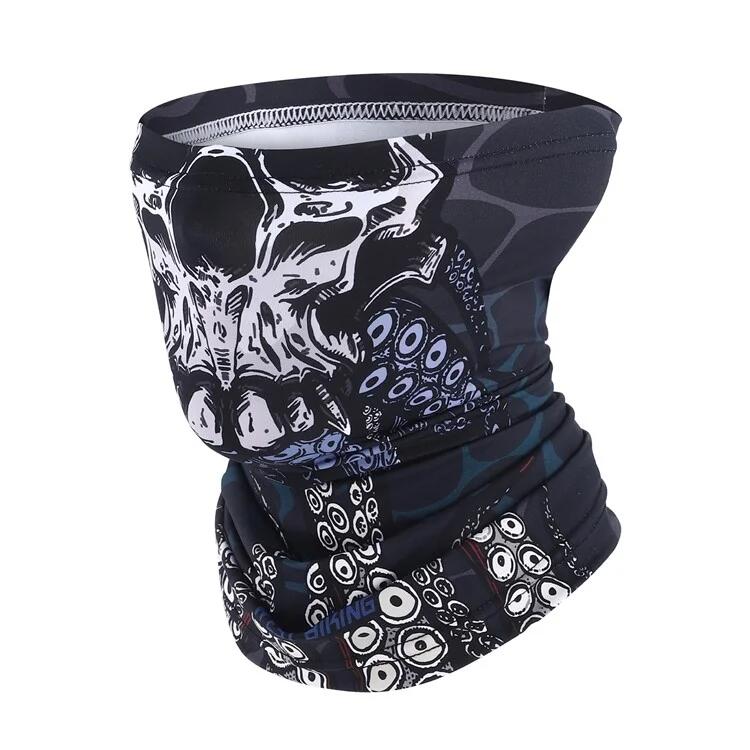 WEST BIKING Magischer Sommer-Halswärmer aus Eisenseide mit Totenkopf-Motiv, UV-Schutz