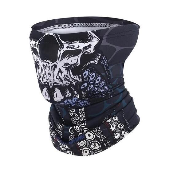Magischer Sommer-Halswärmer aus Eisenseide mit Totenkopf-Motiv, UV-Schutz