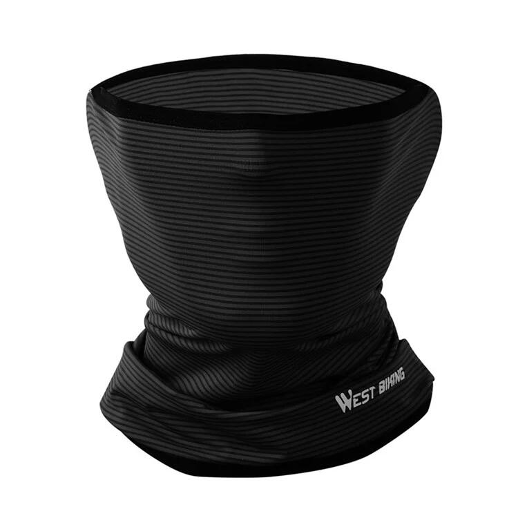 Cachecou Visage Été Protection Solaire UV Soie Glacée Rayures Noires 2/2
