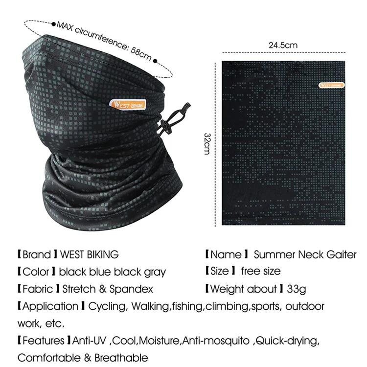 Cachecou Sport Extérieur Soie Glacée UV Noir/Gris 3/3