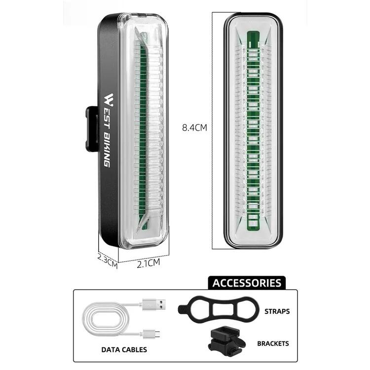 Luce posteriore per bicicletta ricaricabile 400mAh LED 2/2
