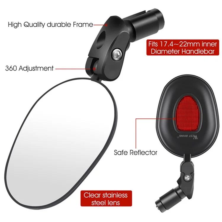 Rétroviseur de Vélo Grand Angle 360° Rotation Guidon 3/6
