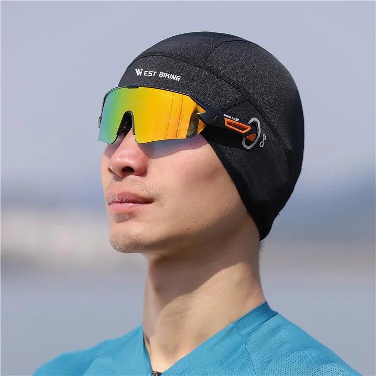 Bonnet d'Été en Soie Glacée Anti UV Cagoule Noir/Orange