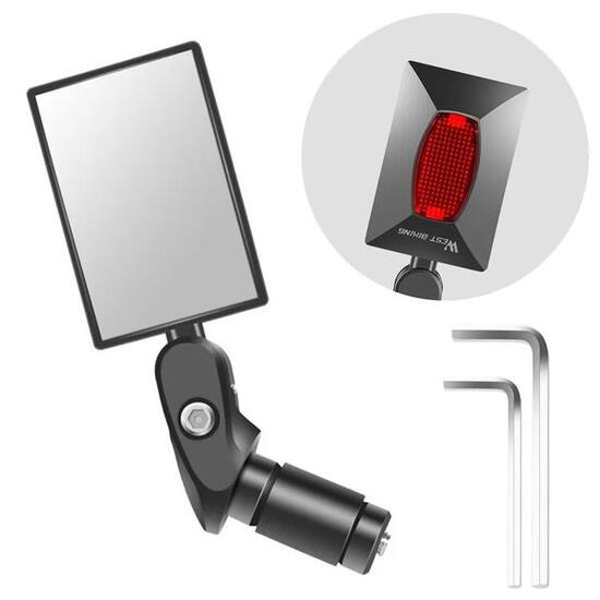 Specchio retrovisore per bicicletta regolabile 360° rettangolare