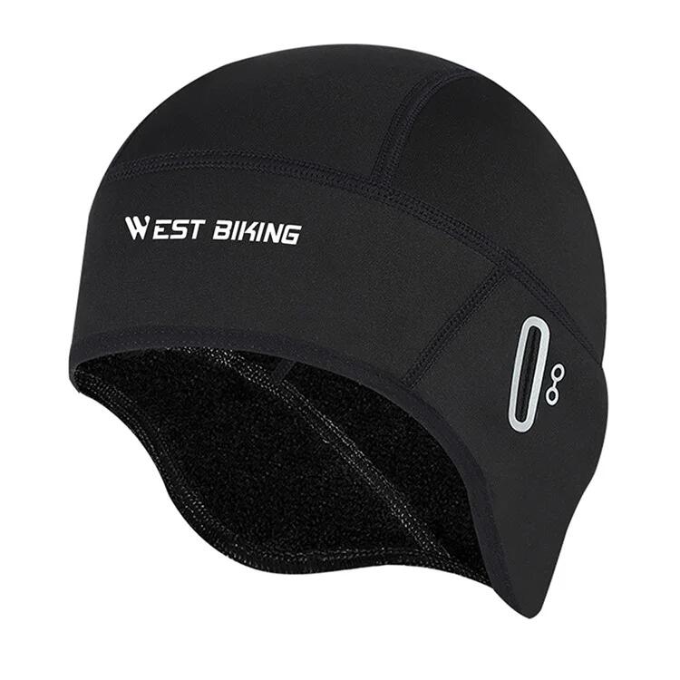 WEST BIKING Schwarze Fleece-Mütze mit Windschutz und Brillenöffnungen