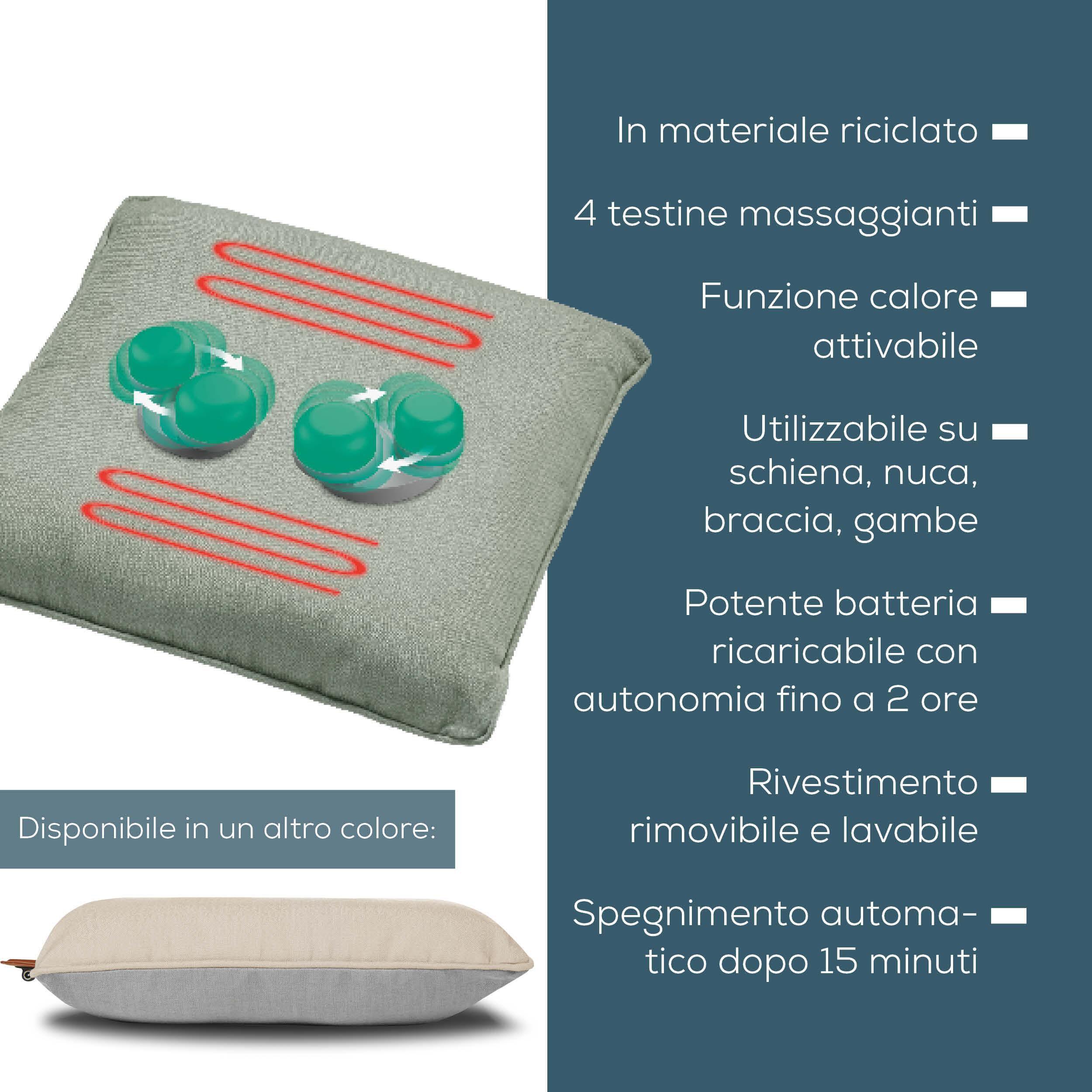 Cuscino massaggiante shiatsu a batteria con funzione calore MG 139 Mint 6/7
