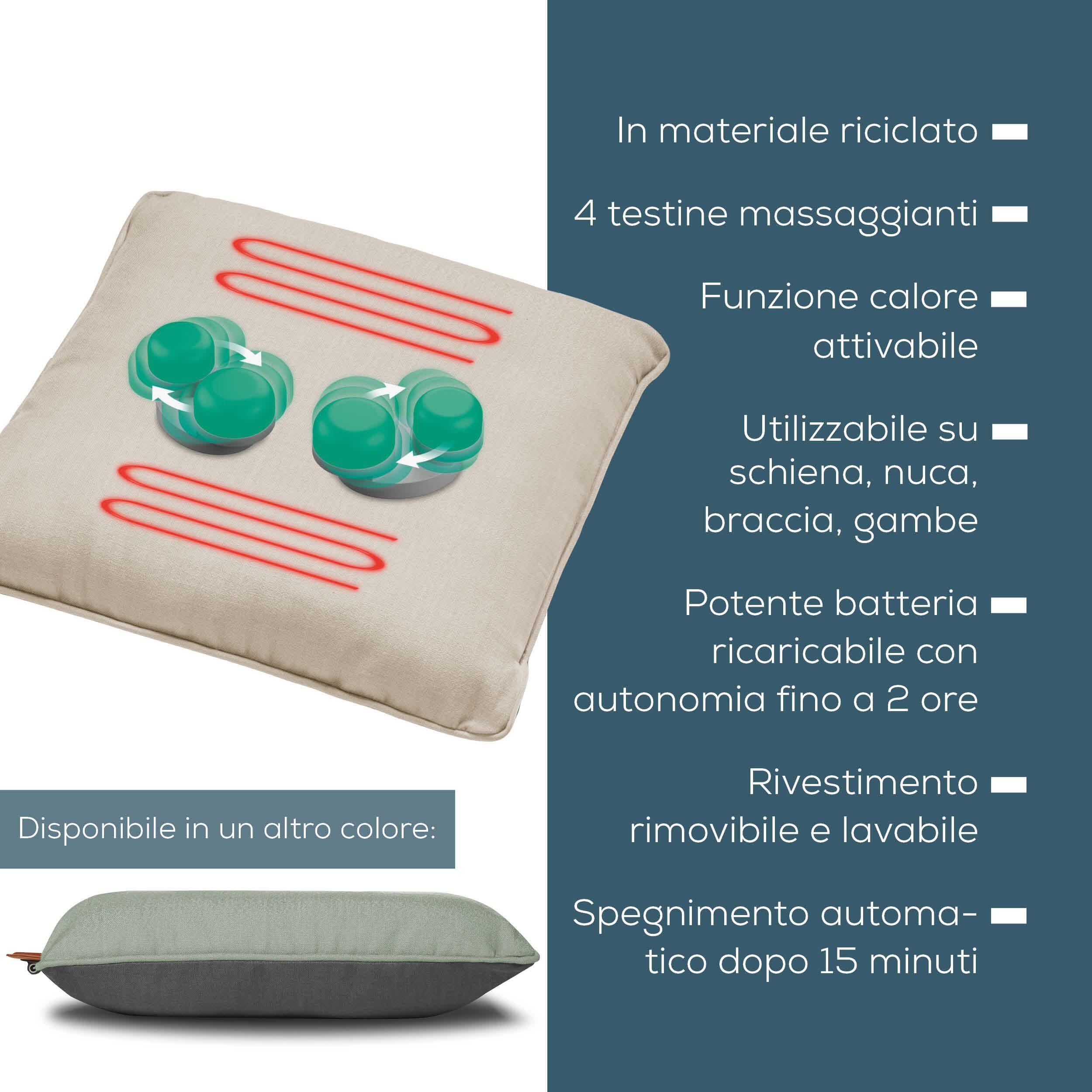Cuscino massaggiante  shiatsu a batteria con funzione calore MG 139 Beige 6/7