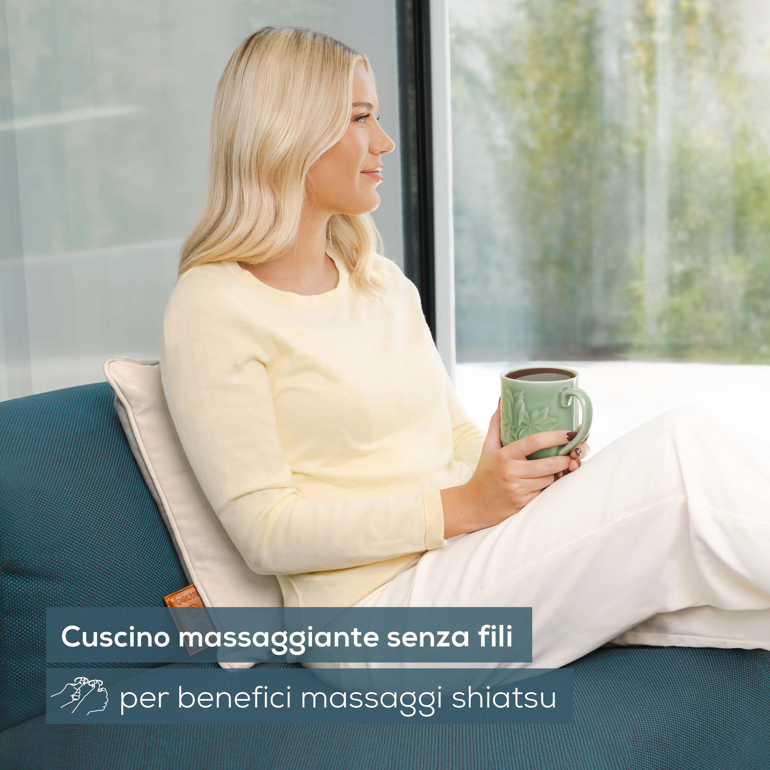 Cuscino massaggiante  shiatsu a batteria con funzione calore MG 139 Beige 2/7