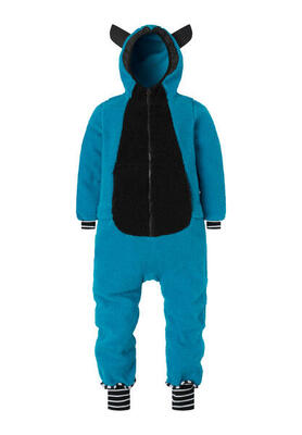 Fleece pak monster blauw groeisysteem in benen en mouwen