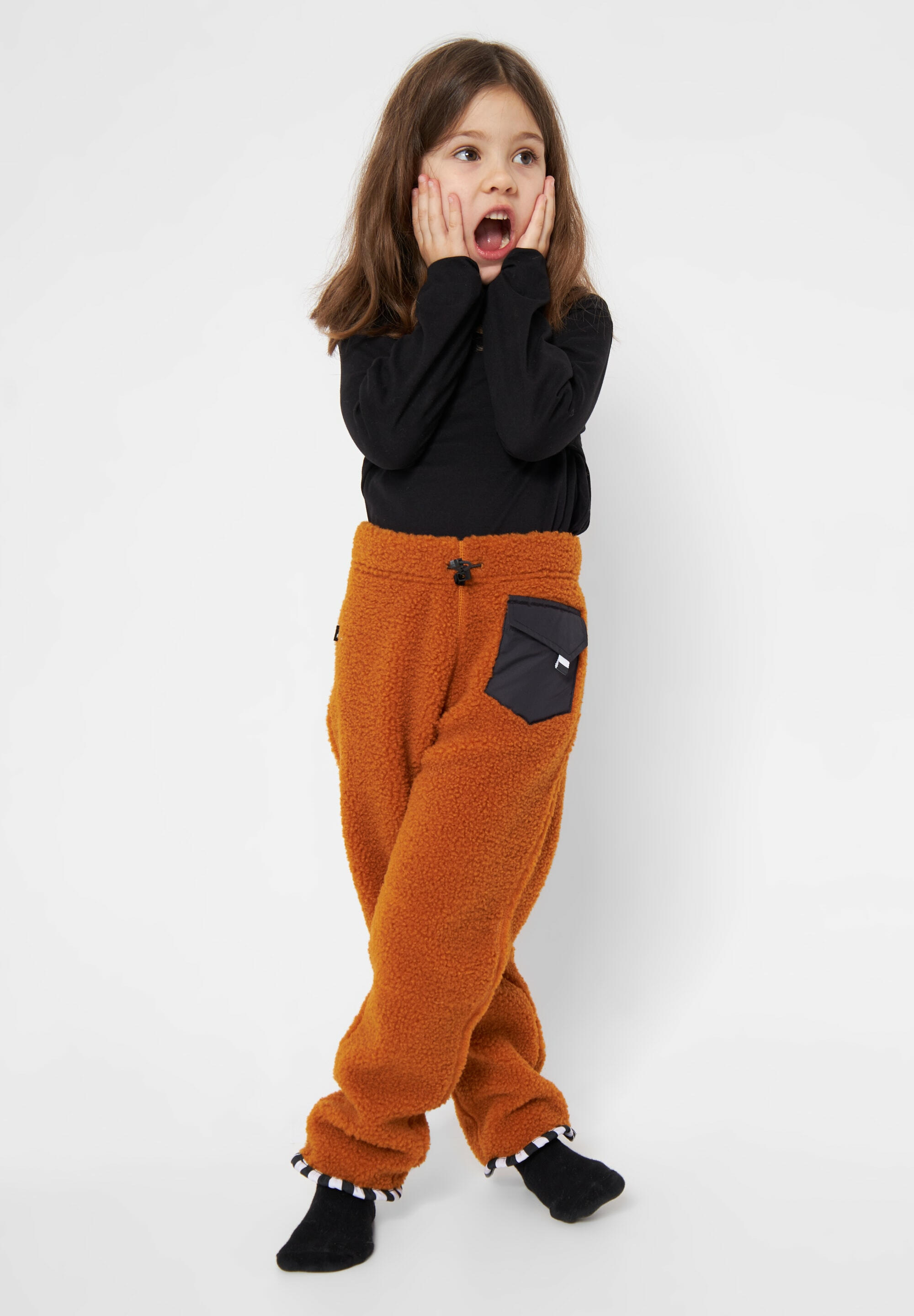 Pantalon en polaire Teddy FOXDO marron lisse réchauffement 4/5