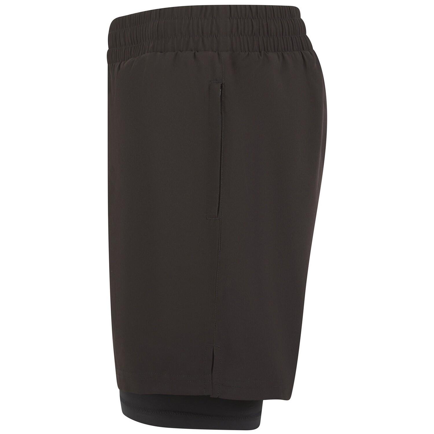 Mens Double Layered Sports Shorts (Black/Black) 3/3