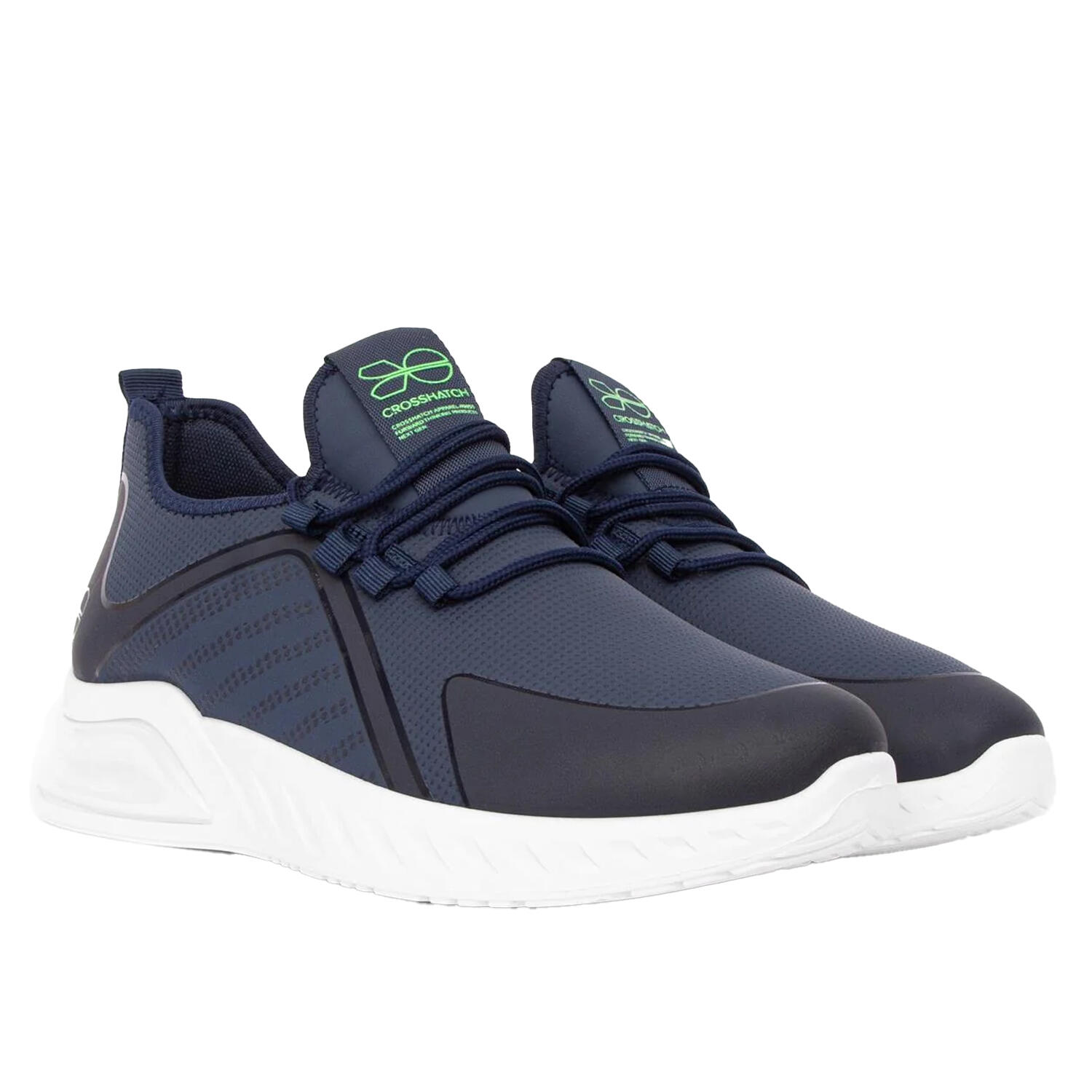 CROSSHATCH Mens Clarington Trainers (Navy/Green)