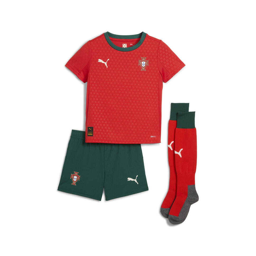 Dziecięcy zestaw domowy Portugalia 2025 PUMA Sport Red Sugared Almond Beige