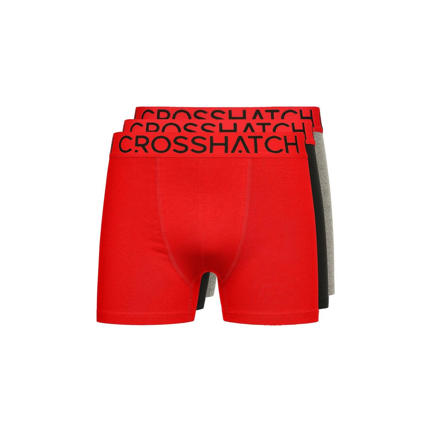 CROSSHATCH Mens Knightling MVE Boxer Shorts (Pack of 3) (Red/Grey/Black)