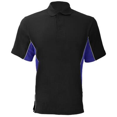 ® heren track pique polo top met korte mouwen (zwart/royale/wit)