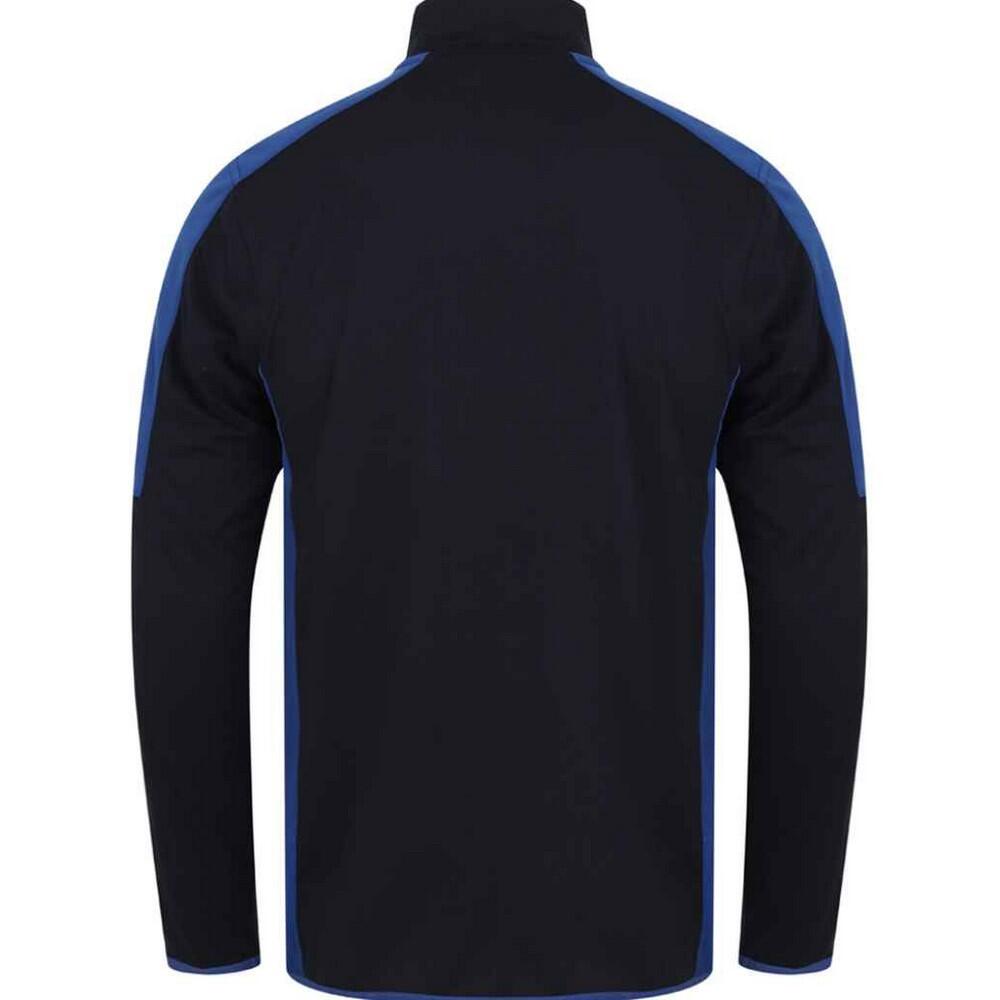 Mens Contrast Zip Neck Midlayer Top (Navy/Royal Blue) 2/3