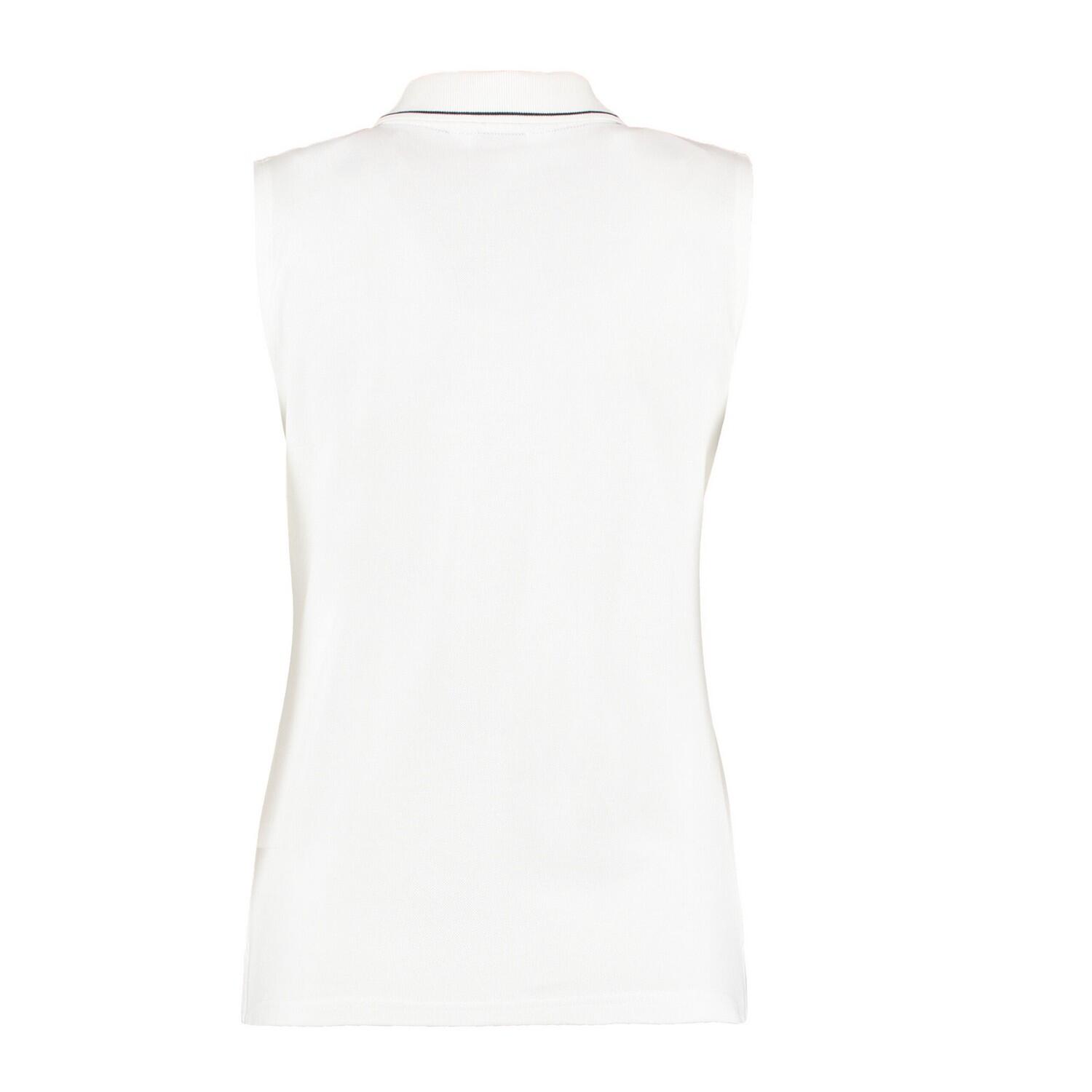 Womens/Ladies Sleeveless Polo Shirt (White/Navy) 2/2