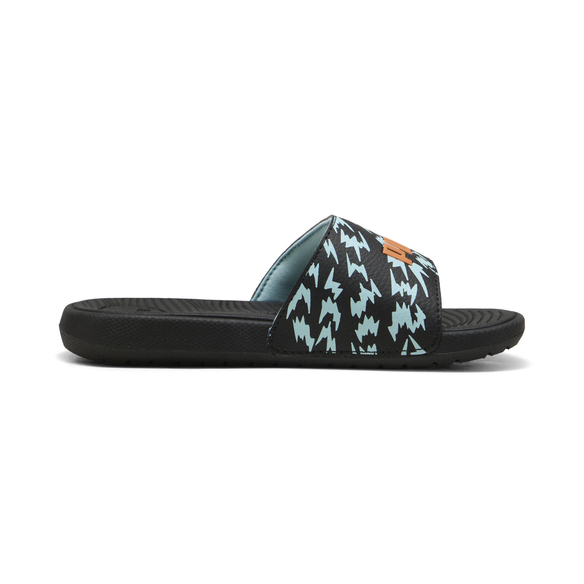 Cool Cat 2.0 Poised 2 Race Slides Kinder PUMA Black Orange Glo Safe Lake Blue 5/15