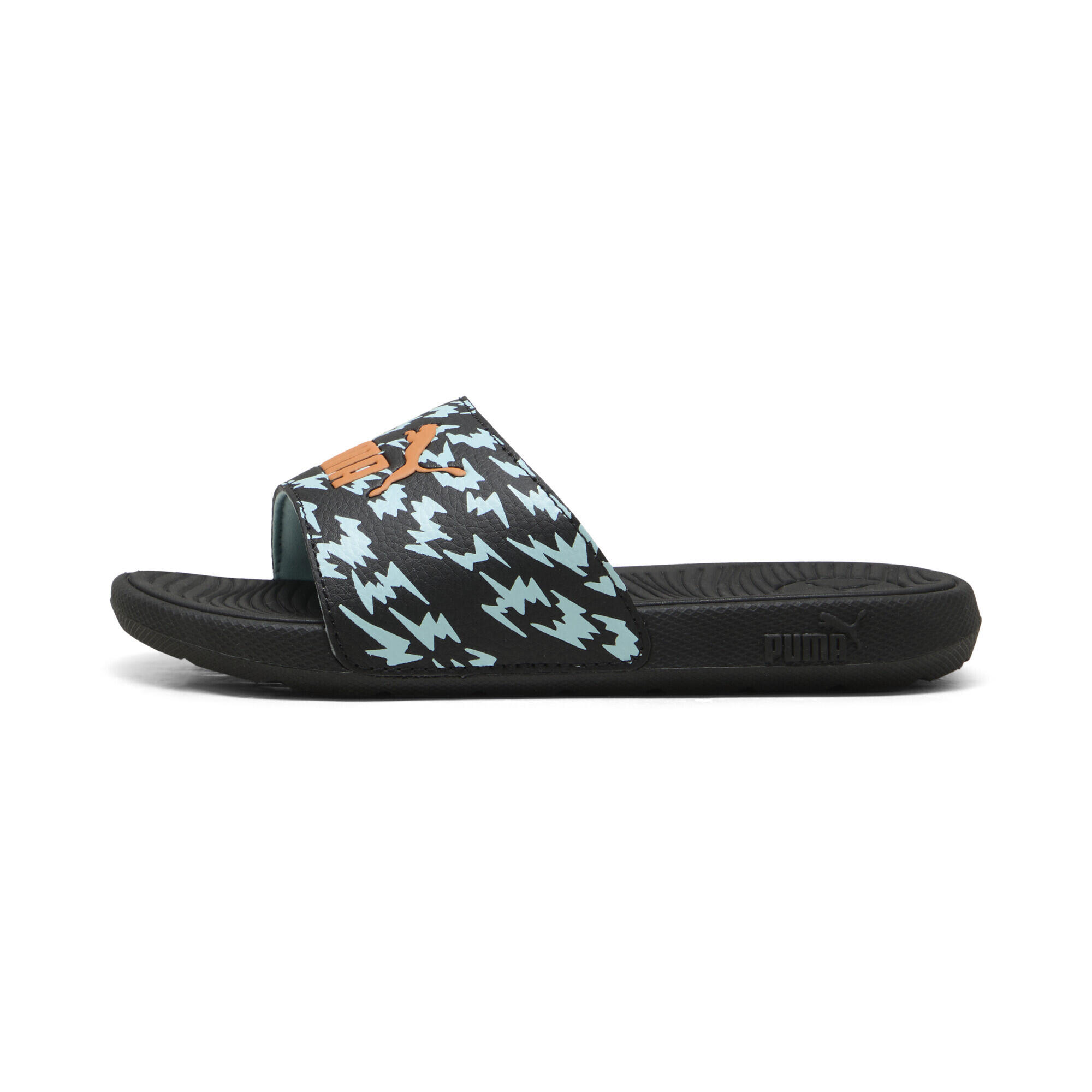 Cool Cat 2.0 Poised 2 Race Slides Kinder PUMA Black Orange Glo Safe Lake Blue 4/15