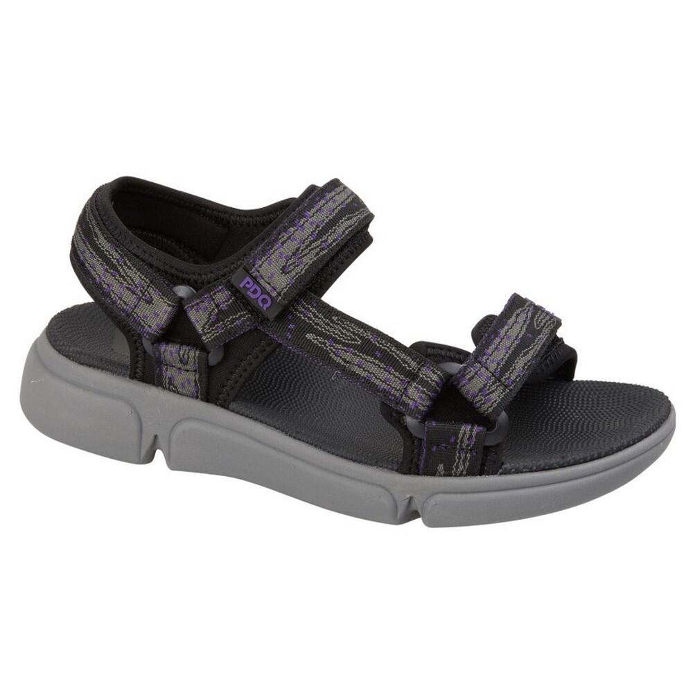 Womens/Ladies Webbed Sports Sandals (Black) 1/2