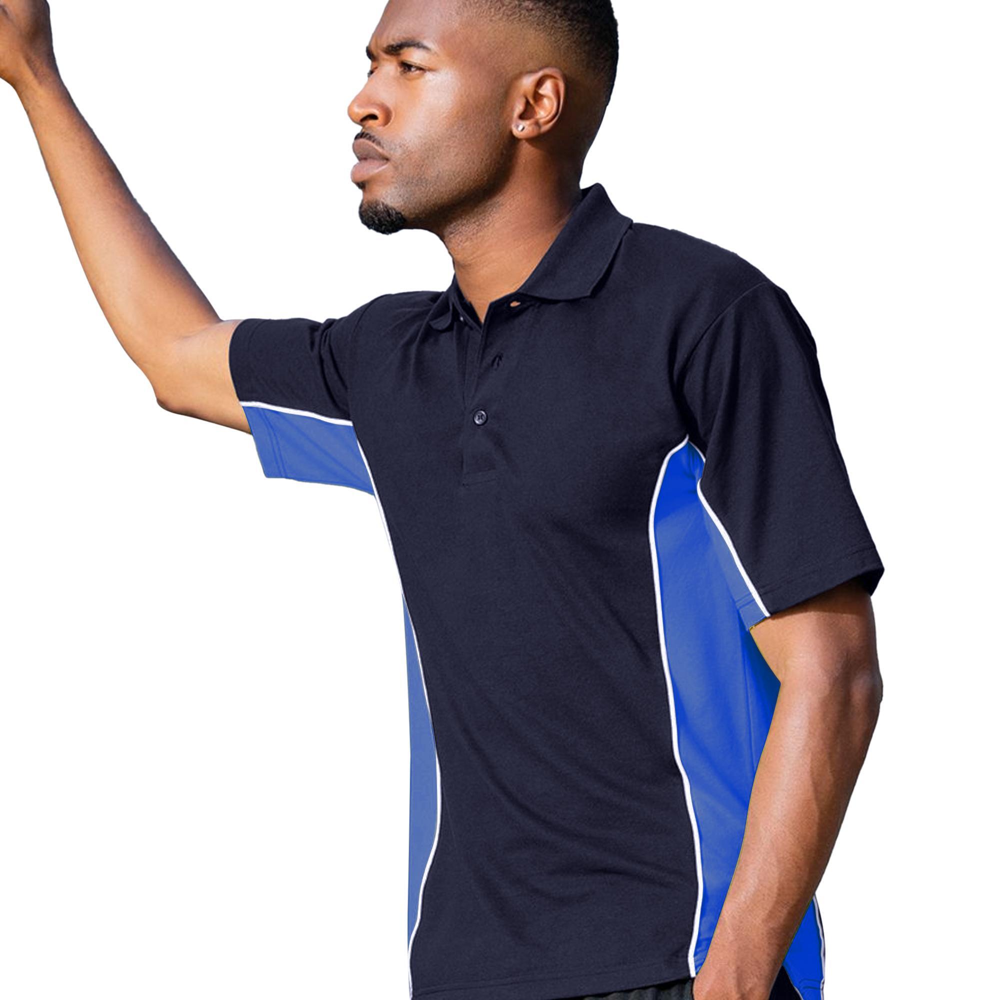 Pique Pique Camisa Polo de manga curta (Marinha/Luz azul/branco claro) 2/3