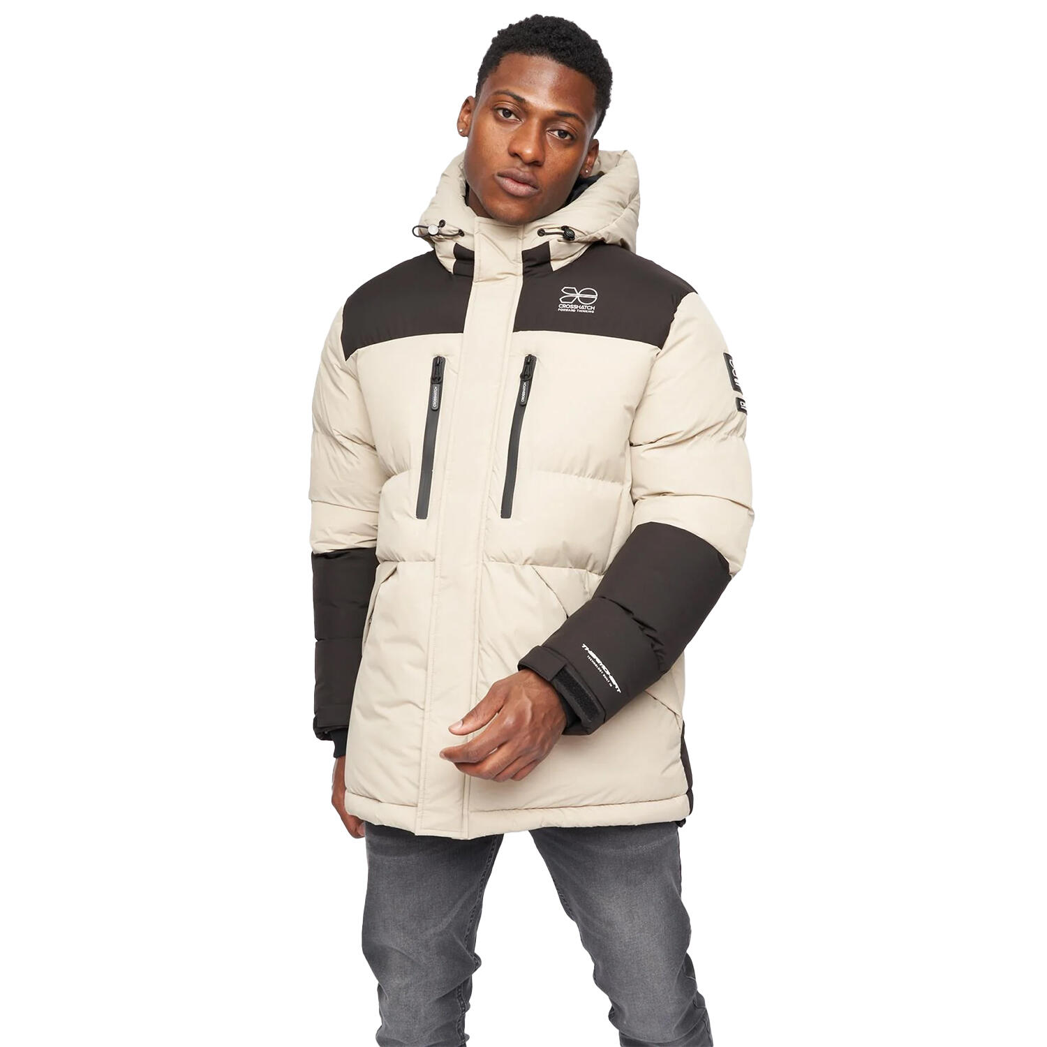 Mens Squadage Panelled Jacket (Stone) 2/6