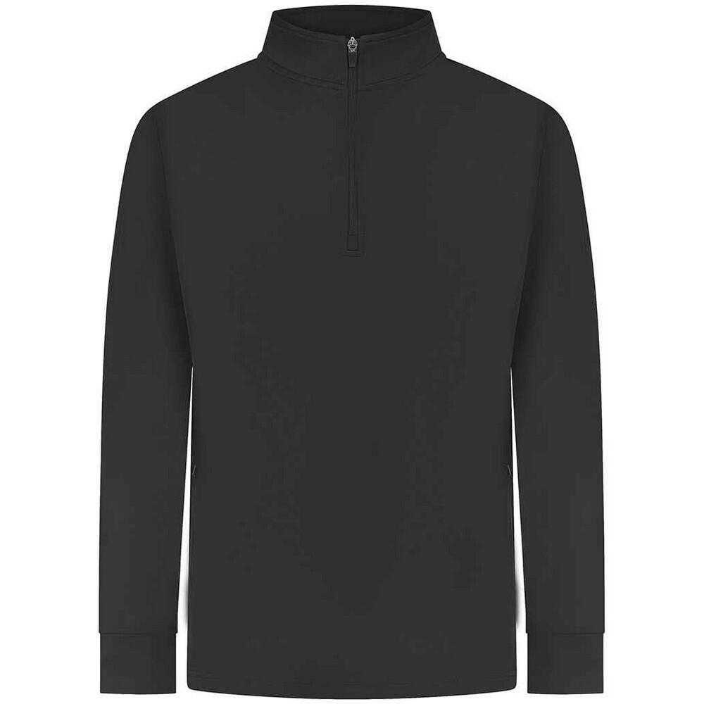 FINDEN & HALES Mens Quarter Zip Track Top (Black)