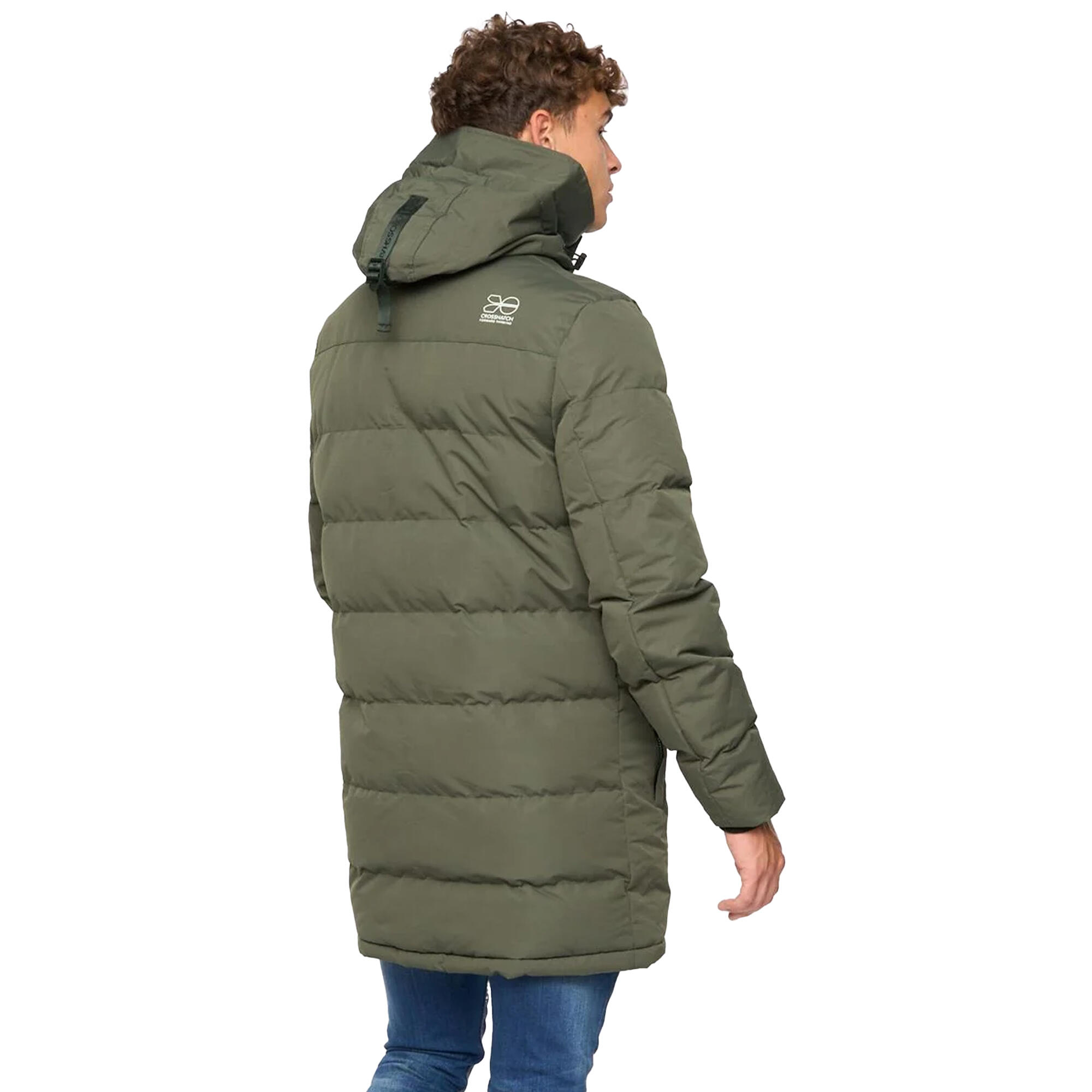 Mens Milwaka Long Padded Jacket (Olive) 2/4