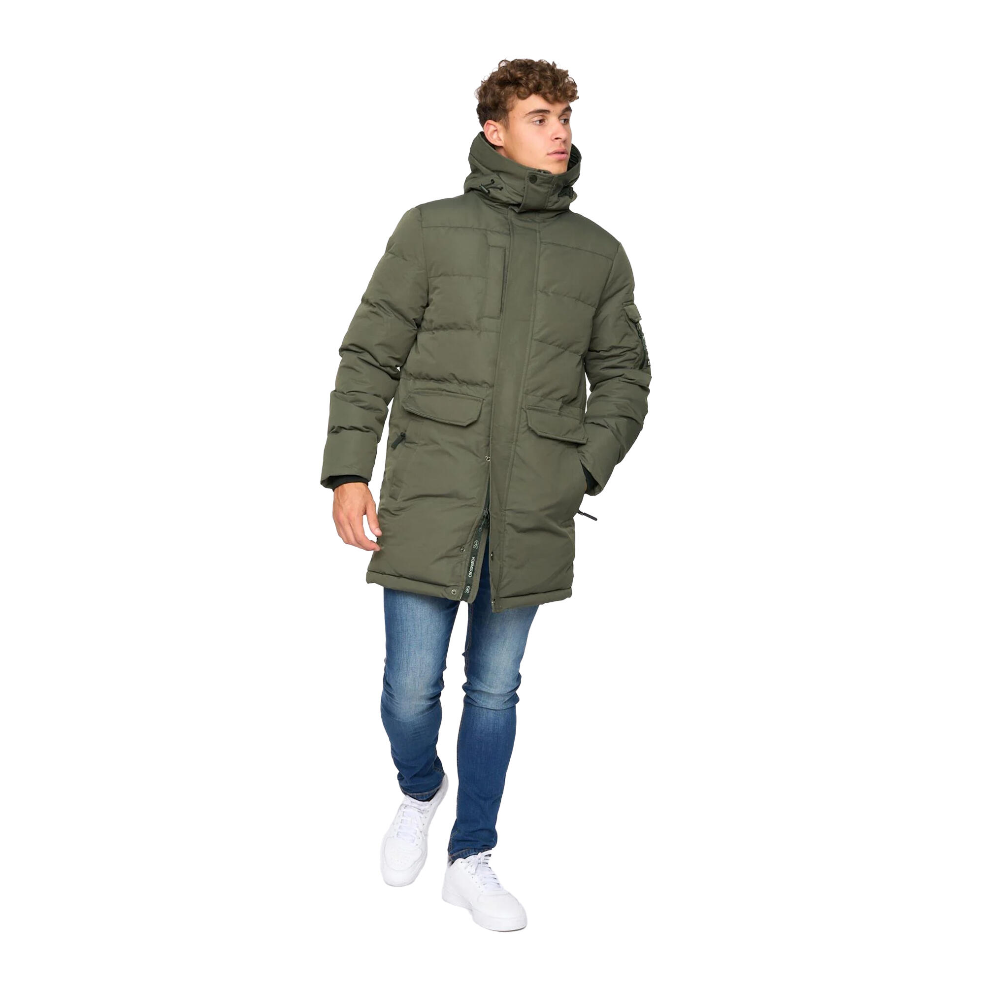 Mens Milwaka Long Padded Jacket (Olive) 3/4