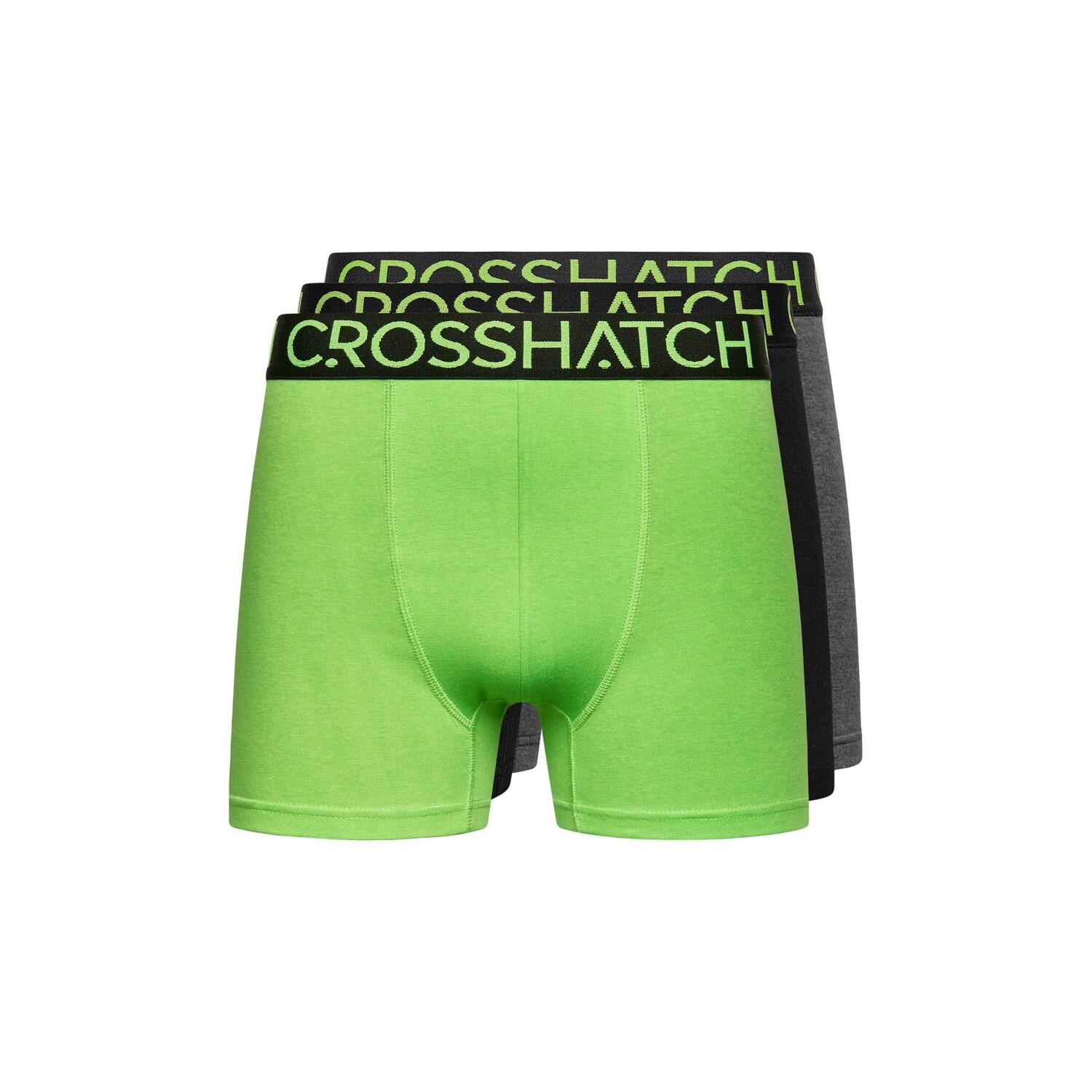 CROSSHATCH Mens Knightling MVE Boxer Shorts (Pack of 3) (Green/Black/Grey)