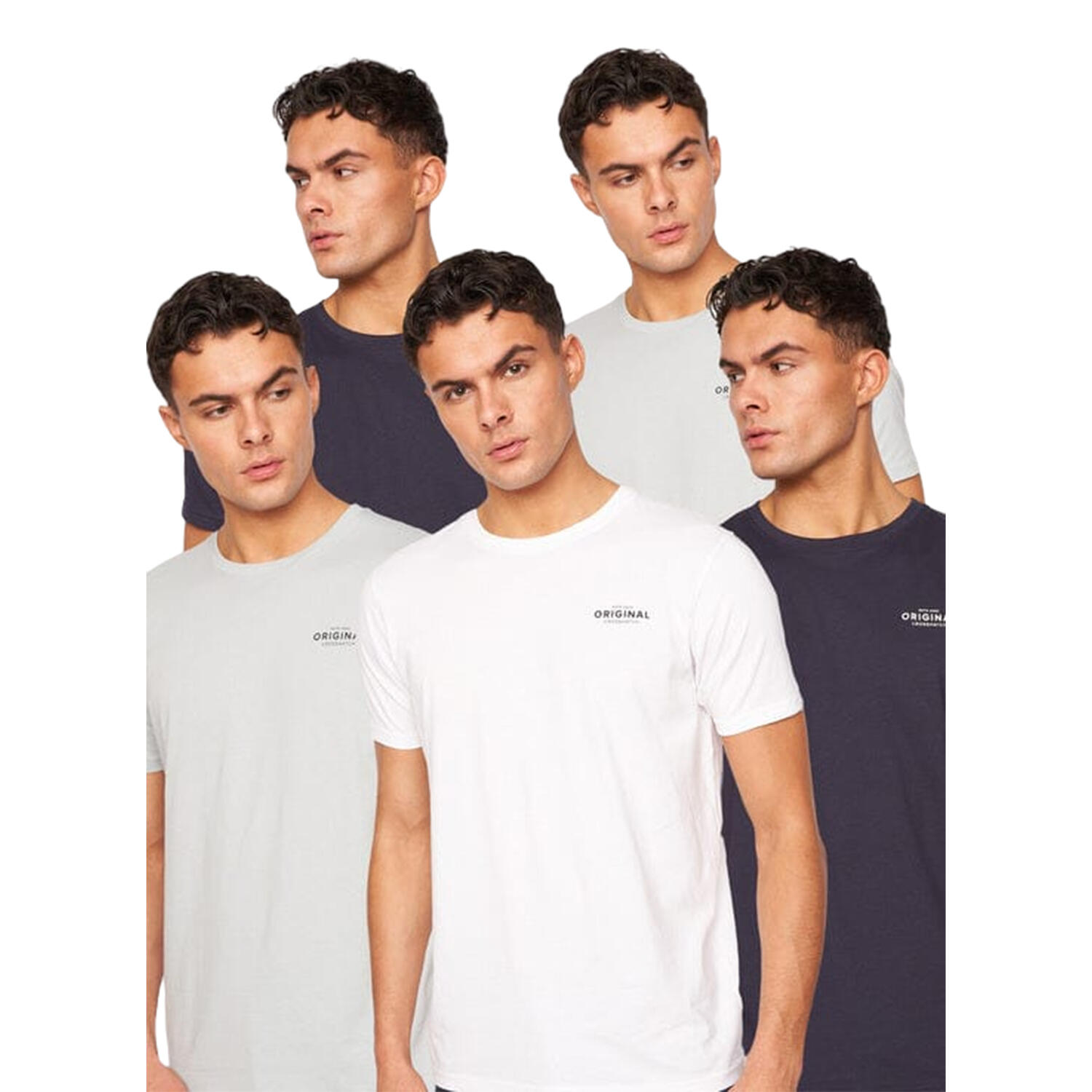 Mens Bailtee TShirt (Pack of 5) (Navy/Blue/White) 1/4