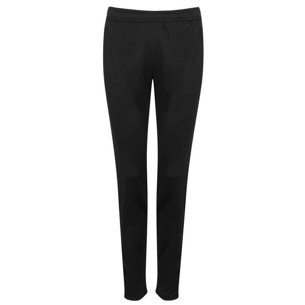 Womens/Ladies Piqué Slim Jogging Bottoms (Black) 1/3