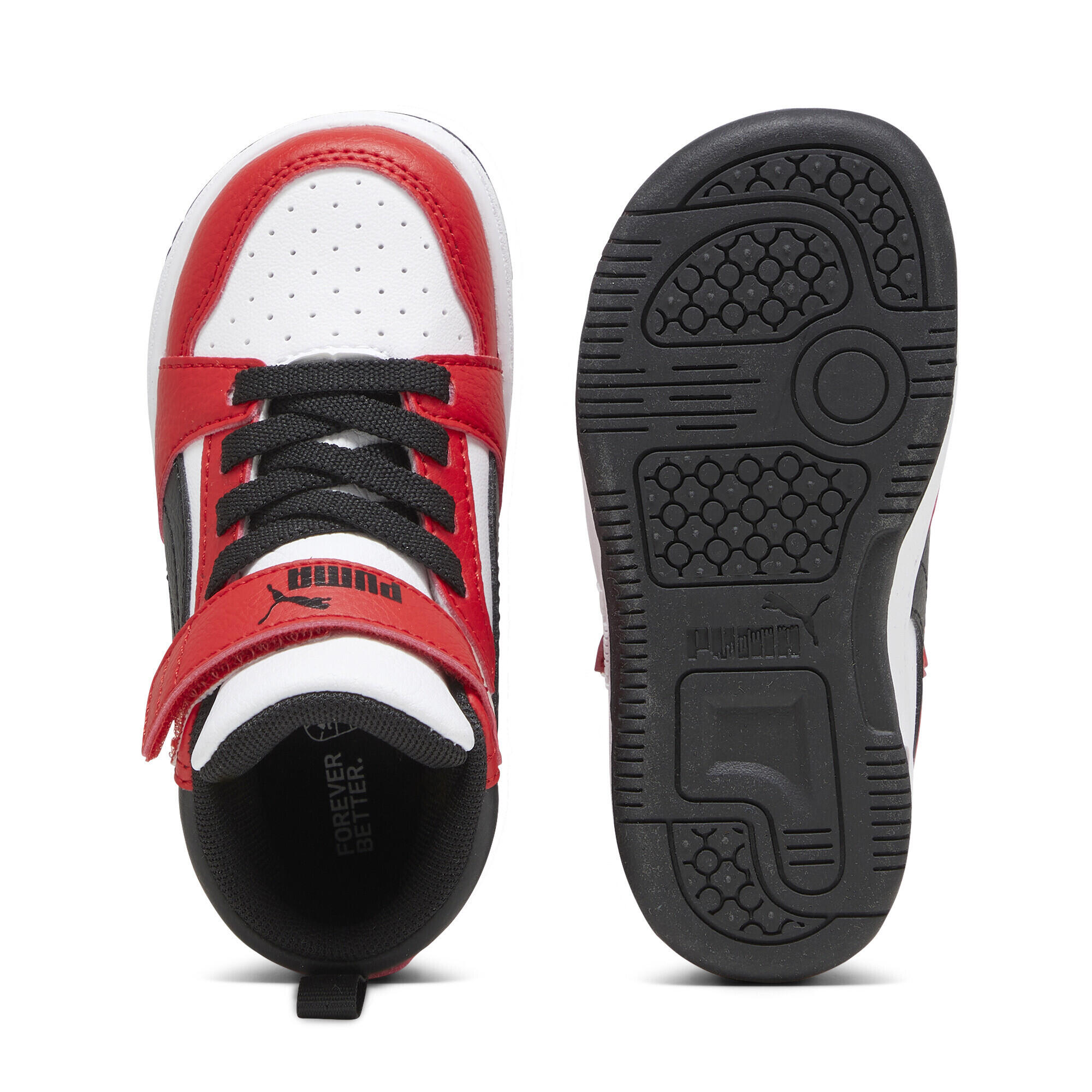 Basket mi-haute Rebound V6 Bébé PUMA White Black For All Time Red 4/7