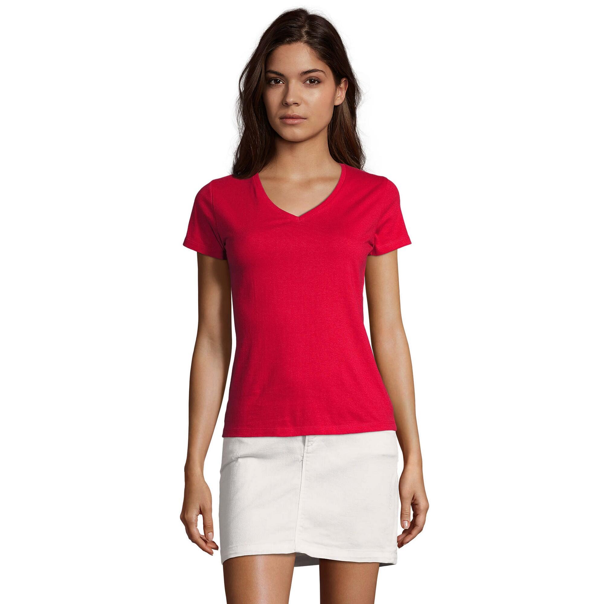 T-shirt Donna SOLS Imperial – Girocollo A V, Maniche Corte (Nuova Con Etichette)