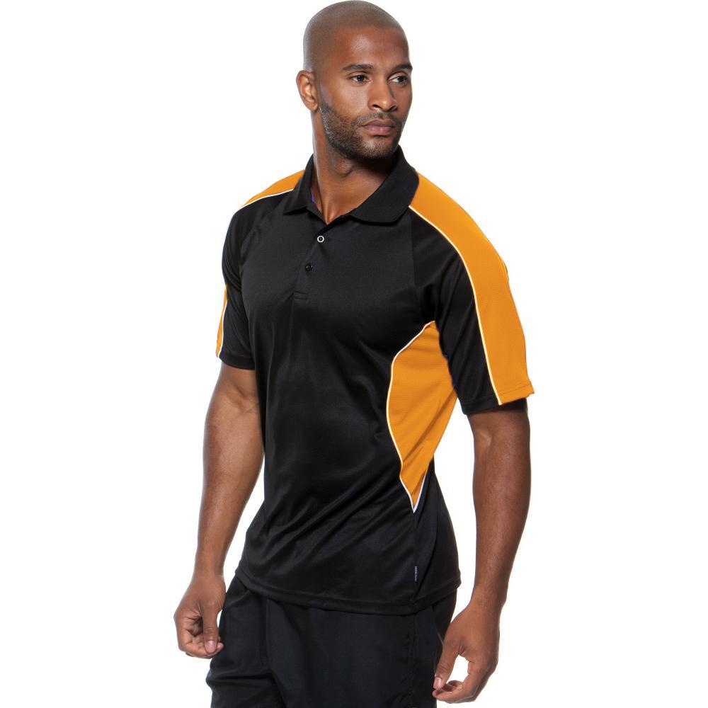 Cooltex Camisa Polo de manga curta para hoHomem ativos (Preto/Laranja) 3/3