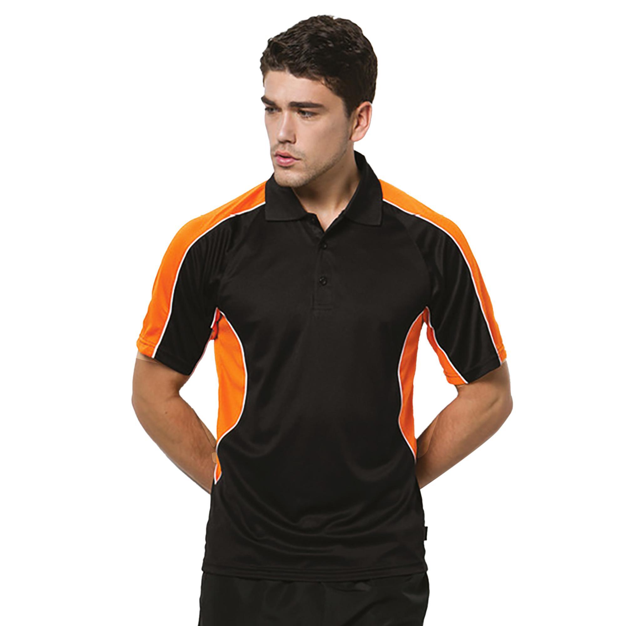 Cooltex Camisa Polo de manga curta para hoHomem ativos (Preto/Laranja) 2/3