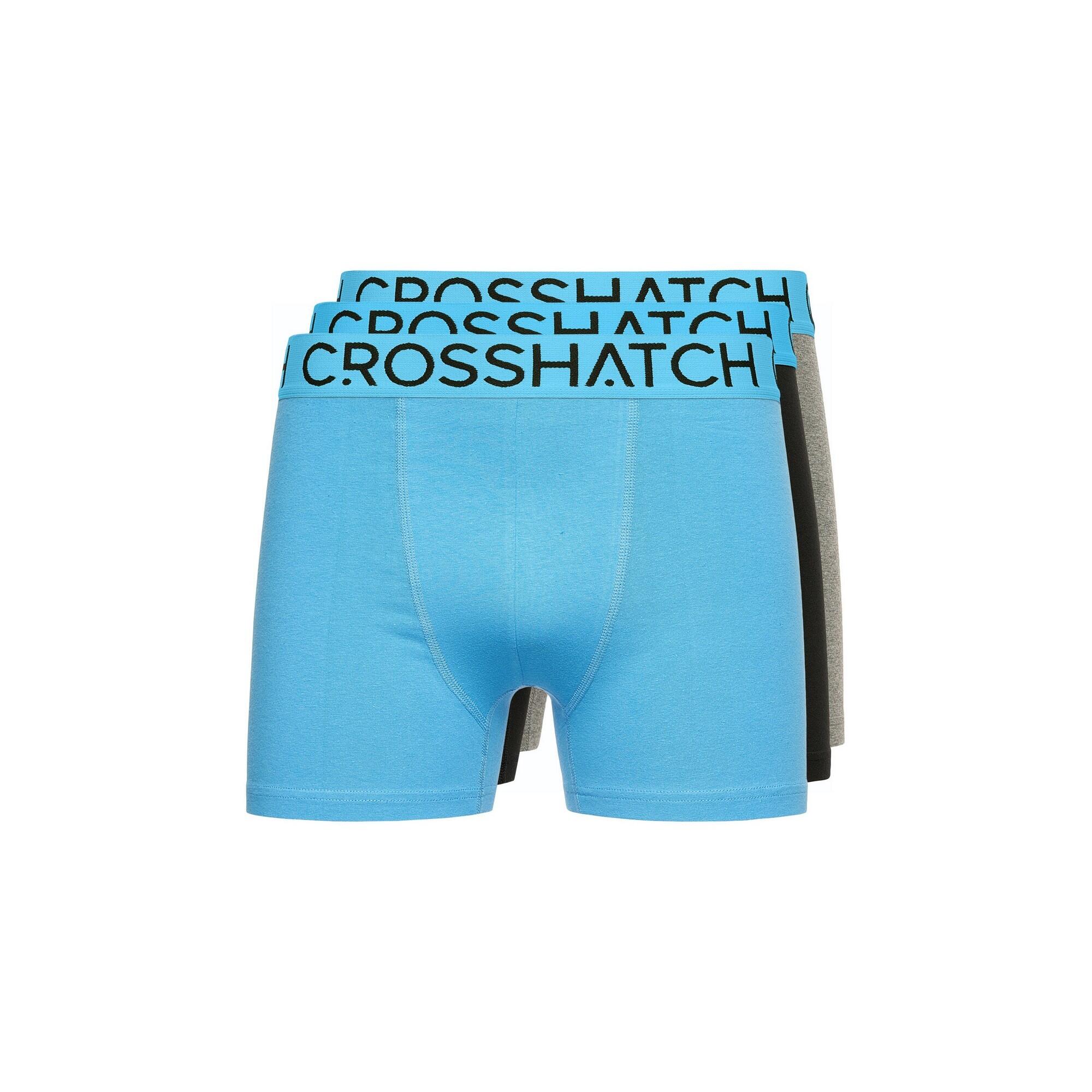 CROSSHATCH Mens Knightling MVE Boxer Shorts (Pack of 3) (Blue/Black/Grey)