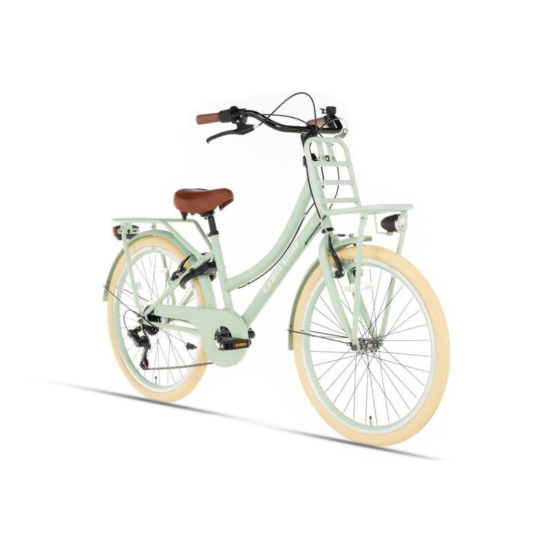 Cortego Transporter Vélo pour Filles 22 pouces - 7 Vitesses - Vert - Vélo Enfant