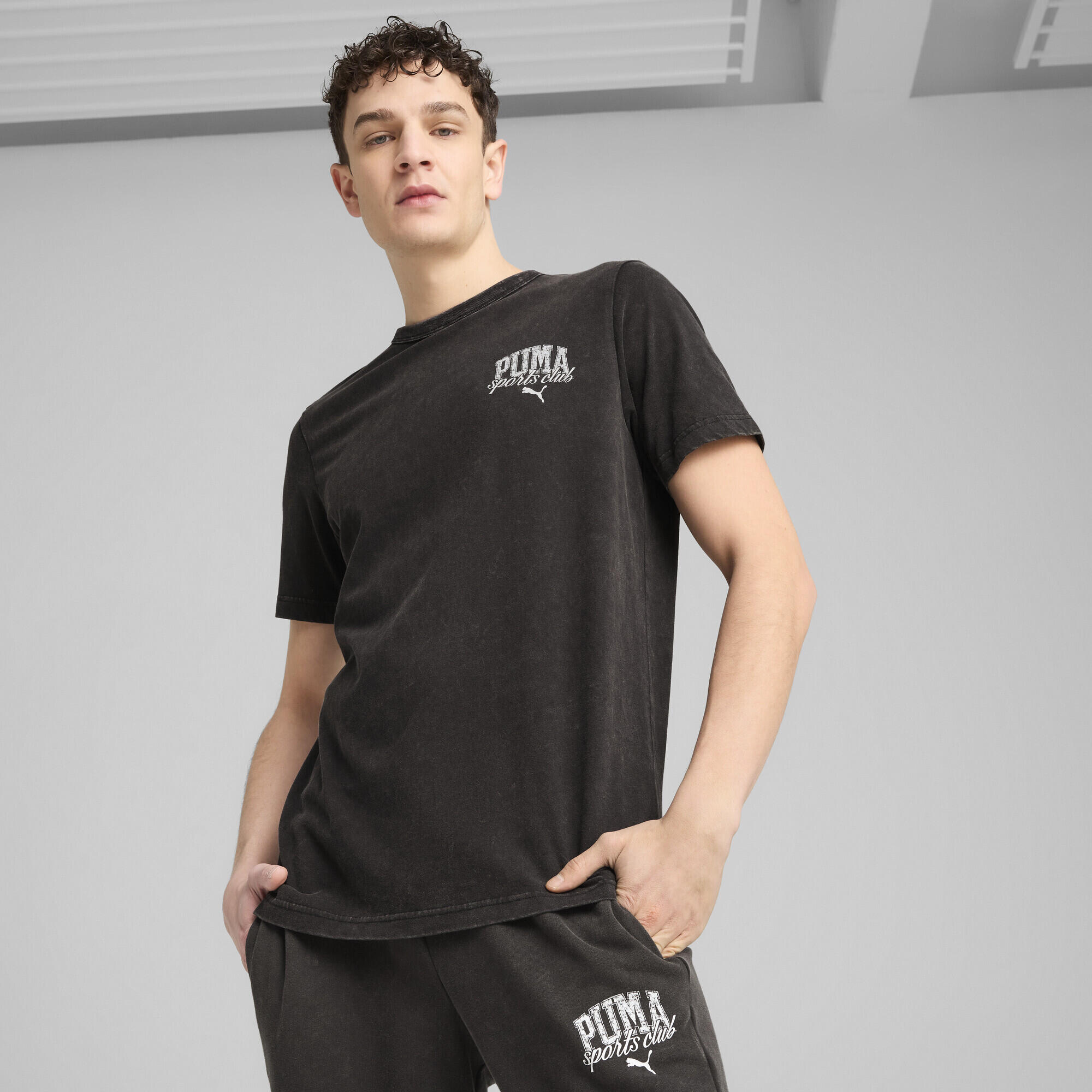 Pánské turistika tričko s krátkým rukávem Washed T-Shirt PUMA Black 2/7