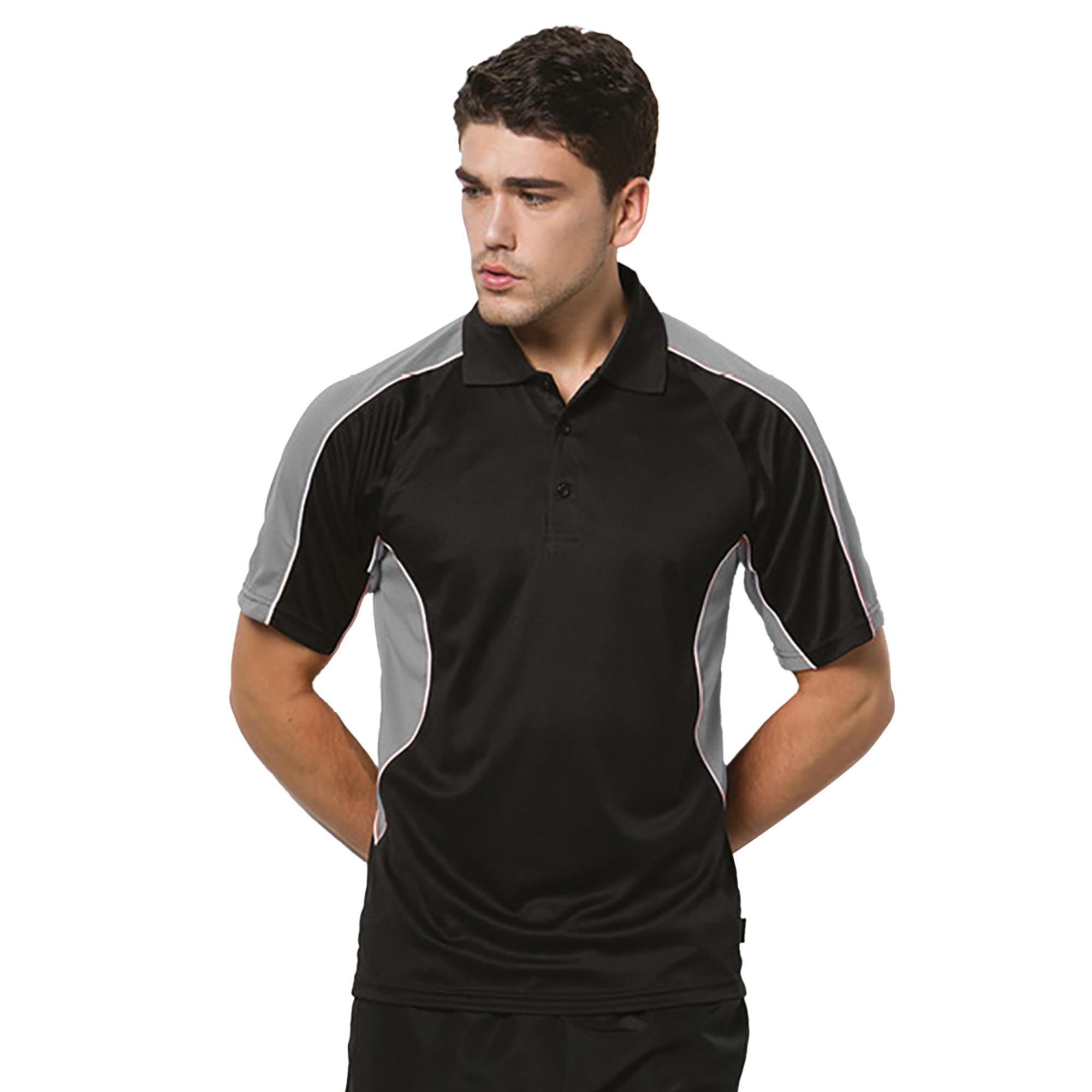 Cooltex Camisa Polo de manga curta para hoHomem ativos (Preto/Cinza) 2/3
