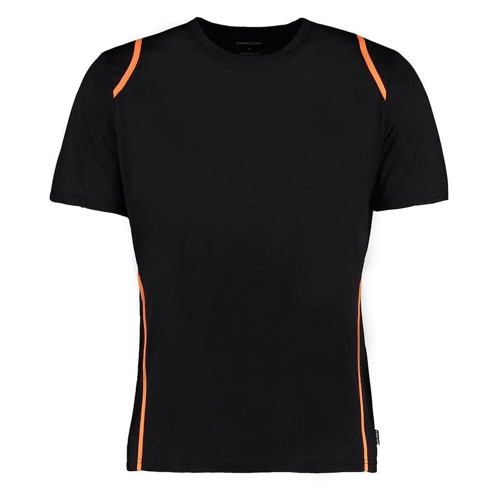 ® Cooltex® Short Sleeved TShirt / Mens Sportswear (Black/Fluorescent Orange)