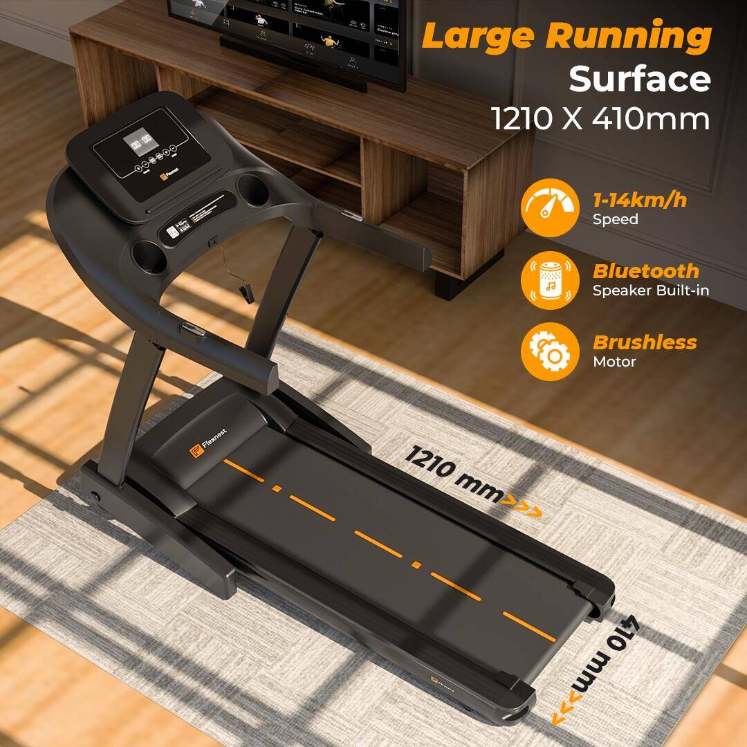 Flexnest Flextread Hike Auto Incline 4.5HP Peak 15 km/h Smart Treadmill for Home Cardio - Black -  4
