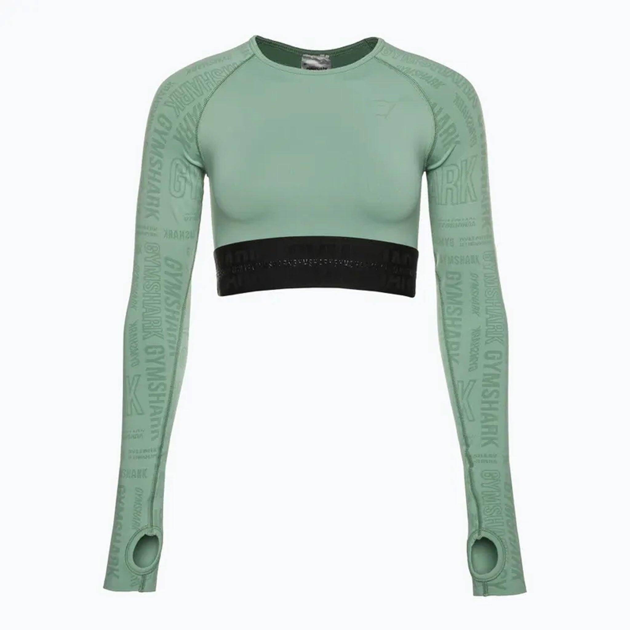 Gymshark - Haut D'Entraînement À Manches Longues Pour Femme Gymshark Vision Crop Top - T-shirt Manches Longues - Vert - 48 Xl - Decathlon