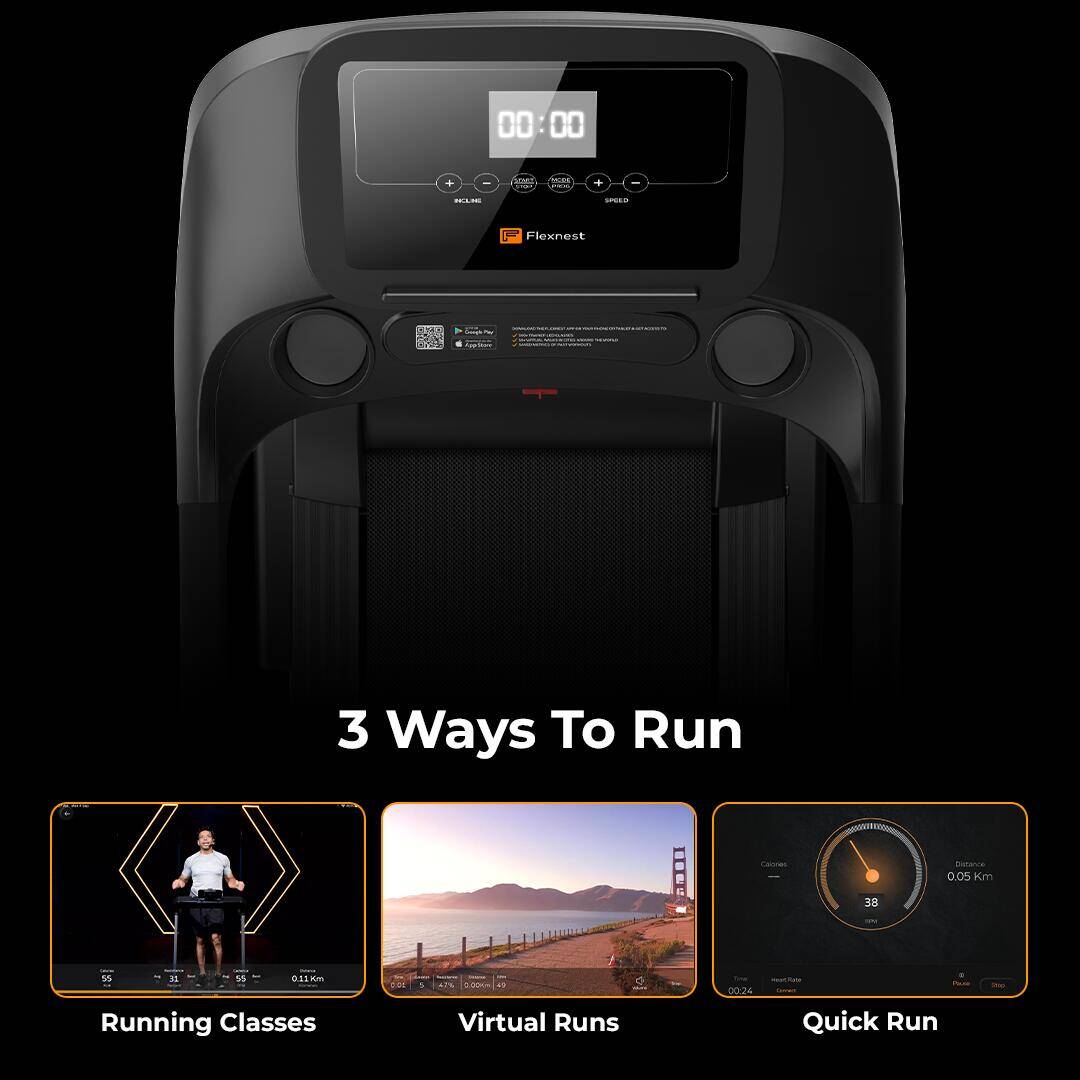 Flexnest Flextread Hike Auto Incline 4.5HP Peak 15 km/h Smart Treadmill for Home Cardio - Black -  2