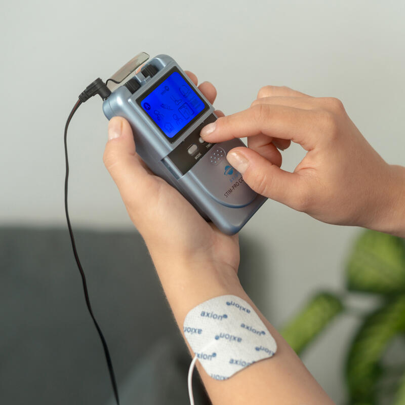 axion électrostimulateur STIM-PRO Comfort - avec 4 pads d'électrodes 5x5 cm