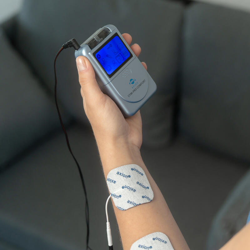 axion électrostimulateur STIM-PRO Comfort - avec 4 pads d'électrodes 5x5 cm